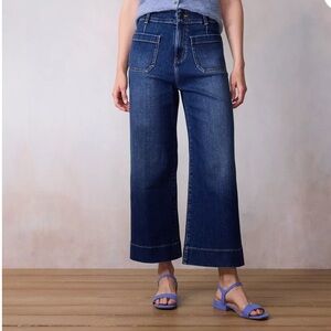 LC Lauren Conrad Super High Rise Wide Leg Cropped Jeans